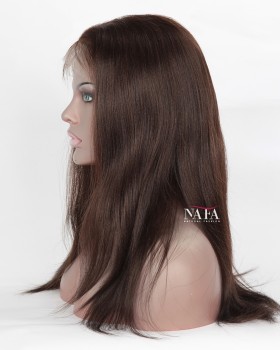 18-Inch Light Yaki Straight Human Hair Wig for Women