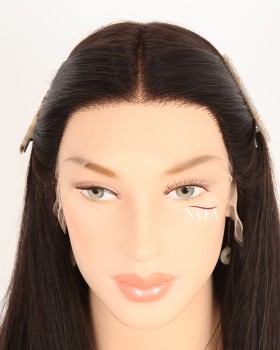 18-Inch Long Black Straight Hd Lace Front Wig