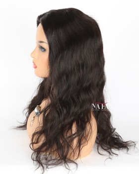 18-Inch Long Brown Wavy Glueless Human Hair Wig
