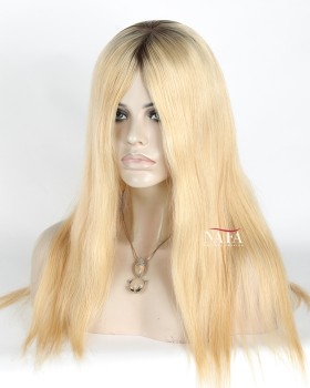 18-inch Mid Length Glueless Ombre Human Hair Wig