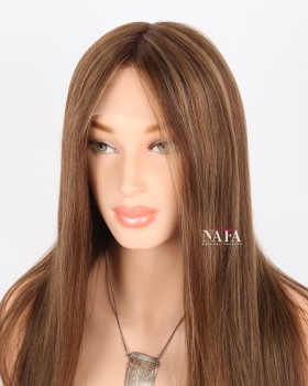 18-Inch Pre Plucked Lace Front Frontal Human Hair Light Brown Glueless Wig