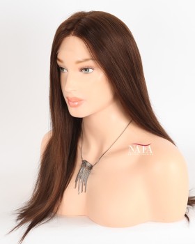 18-Inch Red Brown Hd Lace Front Human Hair Wig