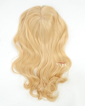 18 Inch Blonde Human Hair Beach Wave Wavy Hair Topper