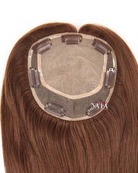 18 Inch Silk Base Brown Hair Topper for Women