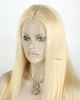 18 Inch Straight Blonde 613 Human Hair Full Lace Wig