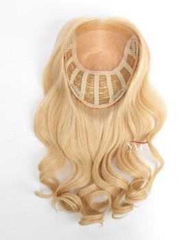 18 Inch Strawberry Blonde Female Curly Hair Topper for Thinning Crown
