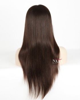 18in-long-straight-brown-hair-glueless-lace front-Wig