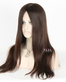 18in-long-straight-brown-hair-glueless-lace front-Wig