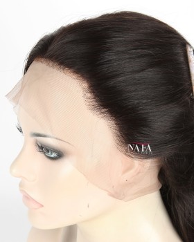 20-Inch Long Black Straight Full Lace Human Hair Wig 