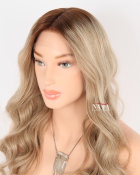 20-Inch Long Blonde Ombre Beach Wave Wig