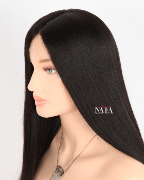 20-Inch Long Straight Black Lace Front Wig