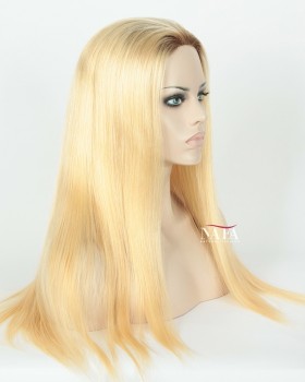 20-Inch Ombre Brown Blonde Straight Glueless Lace Wig