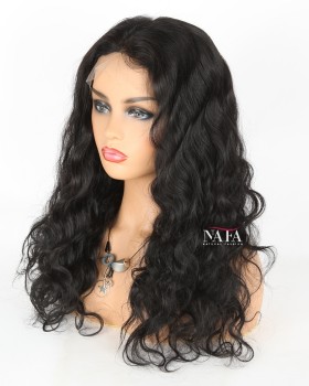 20 Inch Wavy Curly Wig Jet Black Human Hair Wig