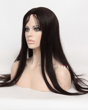 22-Inch Long Black Asian Hair Glueless Lace Front Wig