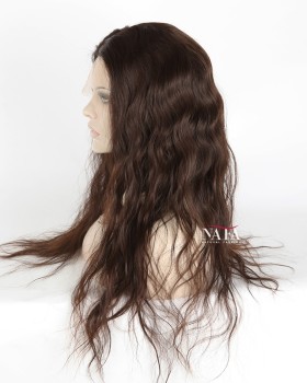 22 Inch Human Hair Natural Wave Wig Transparent Lace 