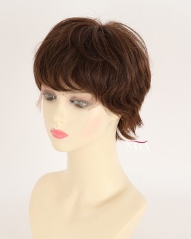 6-Inch Short Brown Human Hair Wig with Fringe for Women