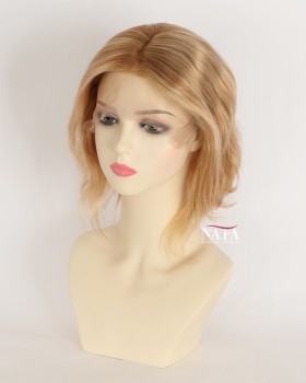 8-Inch High Quality 100 Virgin Human Hair Blonde Highlight Realistic Wig
