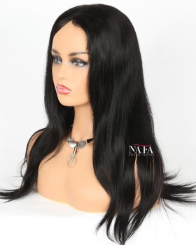 Black Straight Jet Black Hair Color 1 Lace Front Glueless Wig