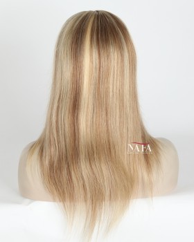 14-inch-blonde-highlight-wig-with-brown-roots-glueless-human-hair-wig