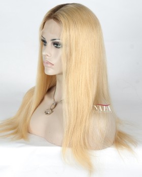 Blonde Ombre Lace Front Wig With Dark Roots