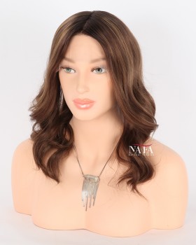 12-inch-brown-bobs-human-hair-wavy-full-head-hair-wig-for ladies