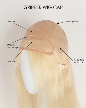 16-Inch White Human Hair Wig for Caucasian Women