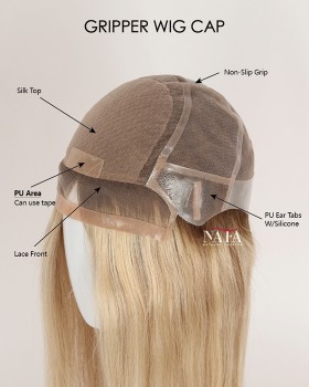 16-Inch Natural Looking Blonde Hair Brown Roots Female Wig for Hair Loss