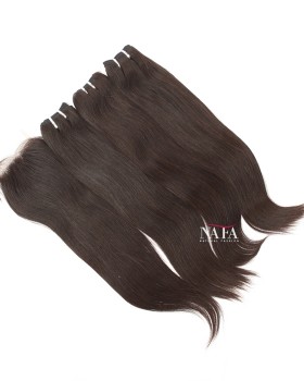 Italian Straight Hair 3 Bundles With 4x4 Lace Closure