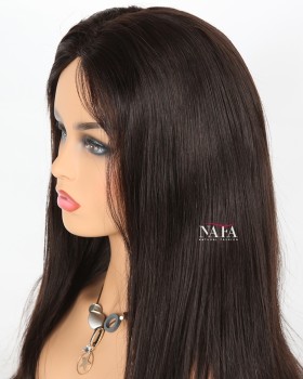Amazing Long Straight Dark Brown Human Hair Wig