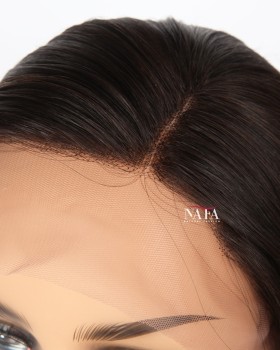 Short Bob Lace Front Wig Left Part Straight Hair Natural Color