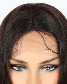 Nafawigs Long Black  Human Hair Wig Natural Color