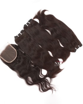 Cheap Human Hair 3 Bundles Natural Straight With 4 by 4 Closure 