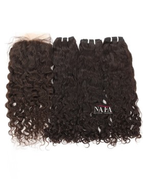 Natural Curly Human Hair 3 Bundles with 13x4 Frontal