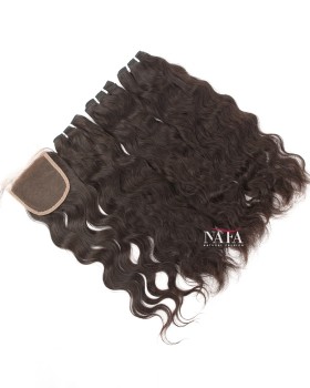 Gorgeous Natural Wave Hair 3 Bundles With 4x4 Closure