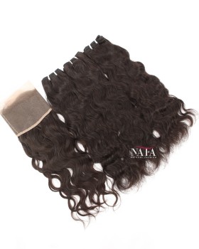 Natural Wave Hair 3 Bundles With Frontal 