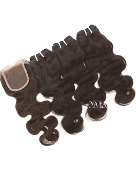 Virgin Brazilian Body Wave Hair 3 Bundles With Closure