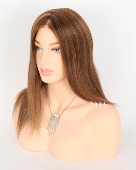 14-inch-light-brown-human-hair-glueless-wig-with-blonde-highlights