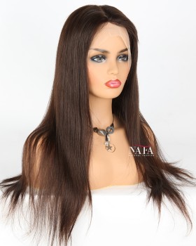 Long Straight Human Hair Silk Top Full Lace Wig