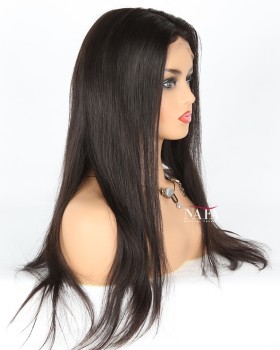 Real Hair Wigs Long Straight Black Dark Brown Wig