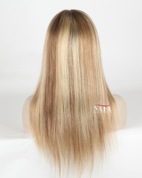 Reverse Blonde Ombre Human Hair Wig With Brown Roots