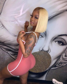 Amazing Blonde Ombre Bob Wig With Dark Roots Human Hair 