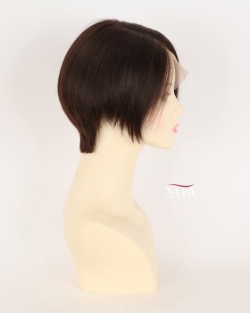 Short 6-Inch Natural Brown Human Hair Pixie Wig for Women
