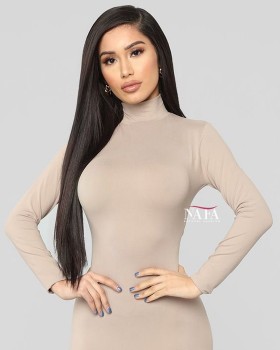 Nafawigs 130 Density Wig Color 1B Straight Bleached Knots With Baby Hair