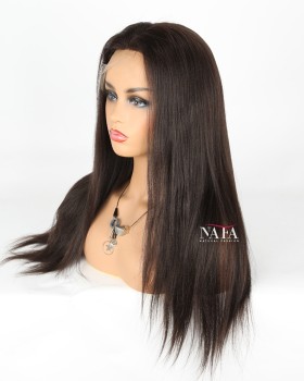 16 Inch Chestnut Straight Human Hair Lace Front Wig